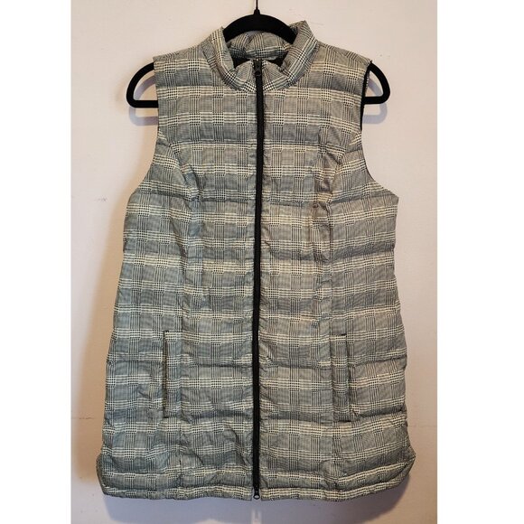J Jill Houndstooth Long Down Vest Sz M - Picture 1 of 5